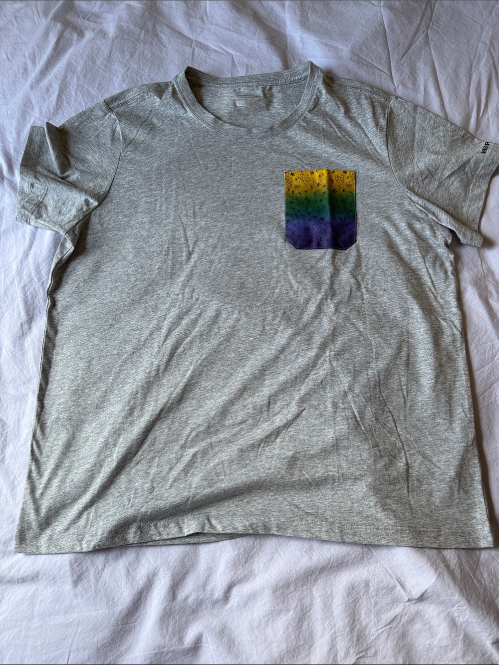 Merrell Gray Tee with Yellow-Green-Purple Ombre Pocket